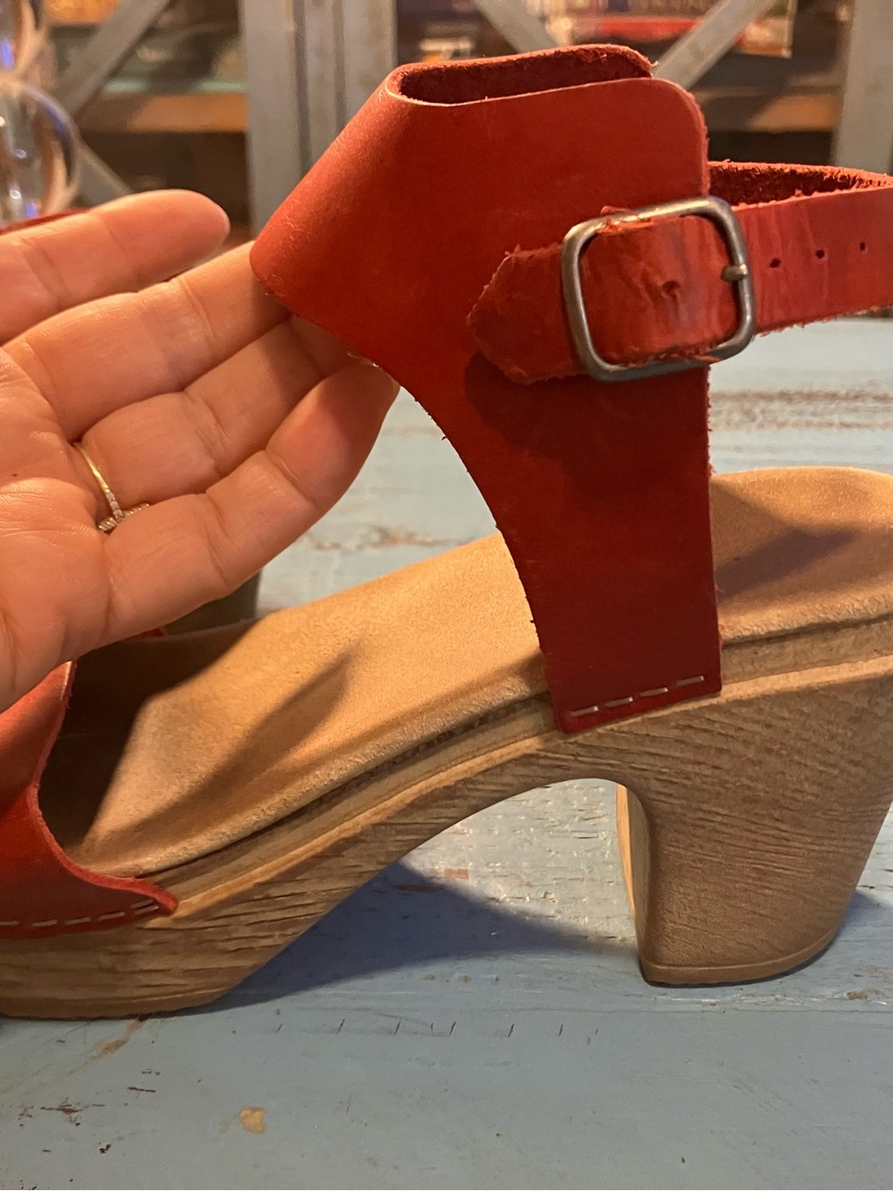 Calou Red Leather Comfortable Flex Clog - Picture 10 of 15